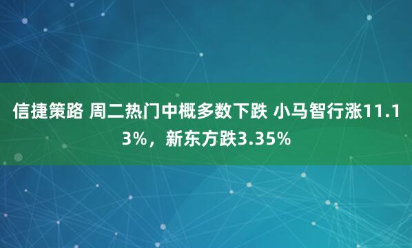 信捷策路 周二热门中概多数下跌 小马智行涨11.13%，新东方跌3.35%